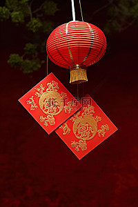 有中文文字和花的红纸灯笼