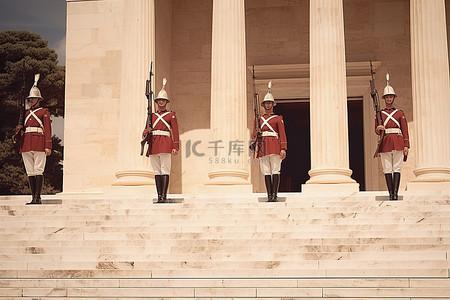 兵背景图片_教堂台阶上的军事警卫