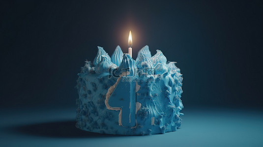 生日蛋糕蜡烛背景图片_四十岁，神话般的令人惊叹的 3D 蓝色生日蛋糕，上面有大胆的数字 40