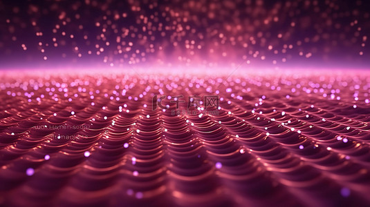 深粉色背景背景背景图片_地板上粉色和紫色数字粒子波的抽象 3D 渲染