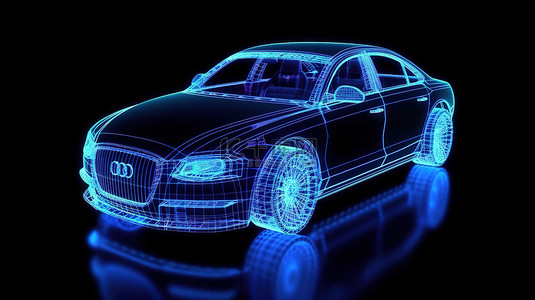 速度背景背景图片_线框汽车全息图的时尚 3D 渲染