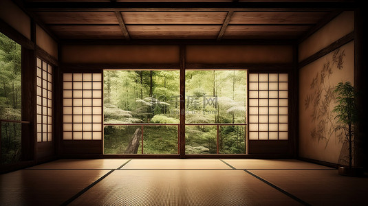 极简主义禅宗风格的日式房间内饰，令人惊叹的 3D 效果图