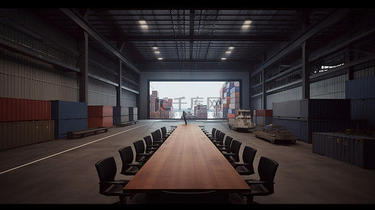 科技商品背景图片_在商业码头举行的虚拟会议 3d 渲染视角