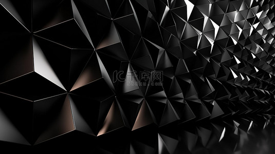 黑色三角形 3d 渲染中的抽象背景