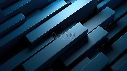 现代蓝色条纹几何图案精致奢华的 3D 插图非常适合企业模板