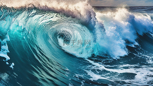 泡沫和海浪背景图片_蓝色水花和大泡沫海浪的雄伟 3D 渲染