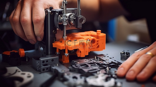 工人正在打磨完成的 3D 打印组件