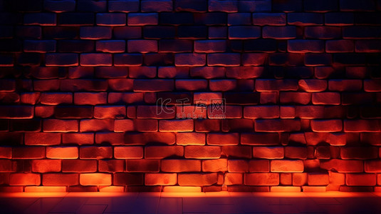 3D 照明砖墙，壮观的插图