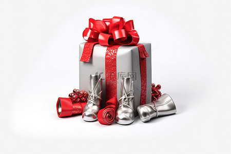 圣诞礼物包装装饰圣诞红色