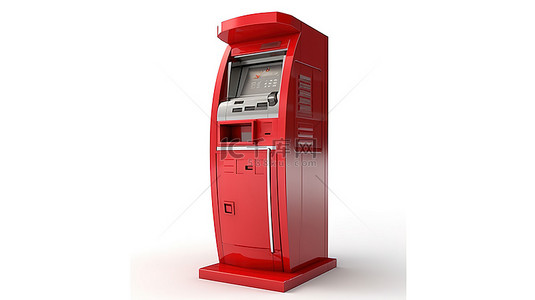 自动柜员机银行提款机在白色上隔离的 3D 插图