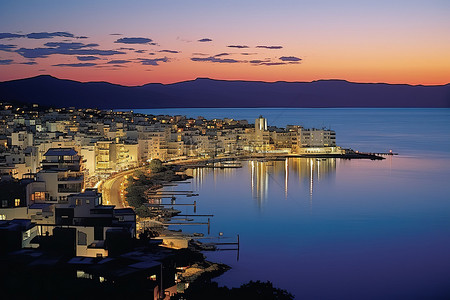 欧洲希腊背景图片_希腊雅典城日落