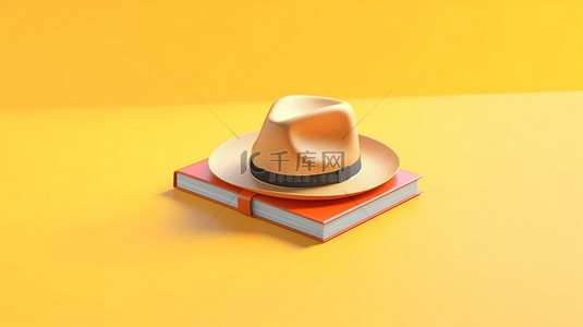 现代书本背景图片_回到学校 3D 帽子搁在书本上，背景模糊，等距设计现代教育概念