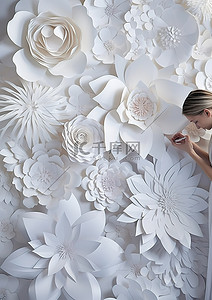 纸花纸花背景图片_一幅巨大的纸花画布作品