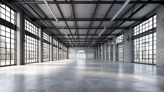 车库背景图片_3D 渲染技术让空荡荡的工厂空间焕然一新