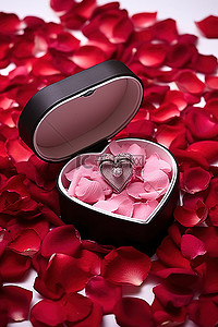 新娘首饰最好的心形玫瑰花瓣盒