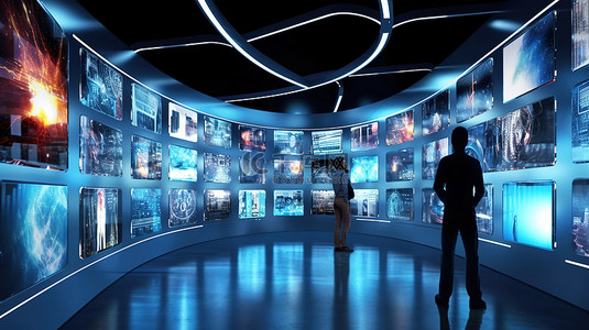 元宇宙背景图背景图片_Metaverse Technology 为数字展览制作的概念 3D 渲染图