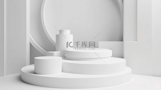 白色产品讲台样机 3D 背景，用于有效演示