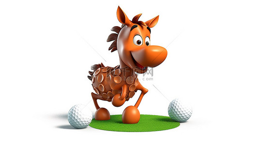 异想天开的 3D 马卡通抓着高尔夫球
