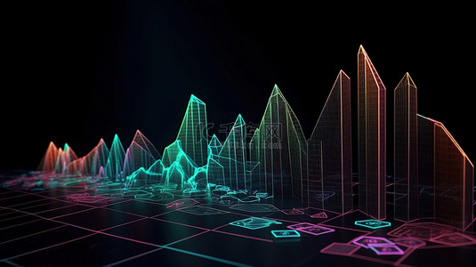 安提瓜和巴布达区块链的上升趋势 3D 渲染的前 10 种加密货币图表