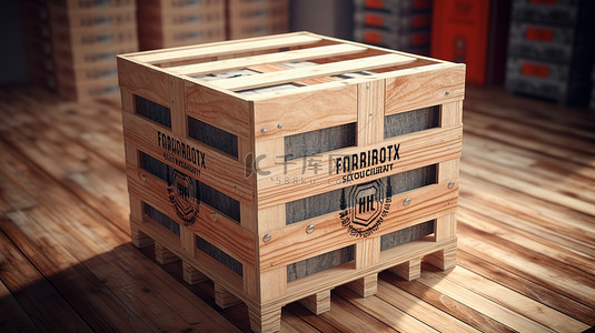 木头托盘背景图片_来自俄罗斯联邦的国际运输木箱的 3D 插图
