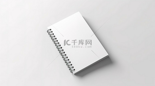 广告品牌设计背景图片_空白笔记本白色模型的 3D 渲染，用于白色背景上的广告或品牌模板