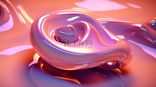 液体形式 3D 渲染的优雅粉红色抽象形状