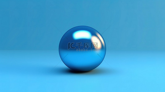 蓝色球体在纯蓝色背景下的 3D 渲染