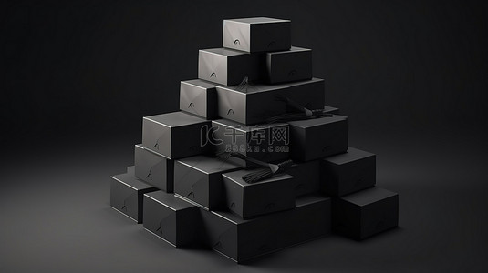 教育很重要，顶部带有黑色毕业帽的堆叠方形盒子的 3D 渲染