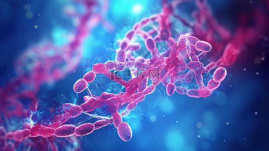 在探索生命和生物学的科学背景下染色体的 3D 渲染