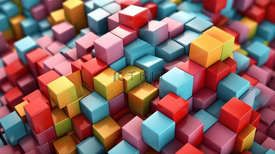立方体块背景的 3d 插图