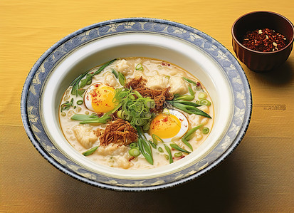 韩国海鲜汤加鸡蛋和 chom chom