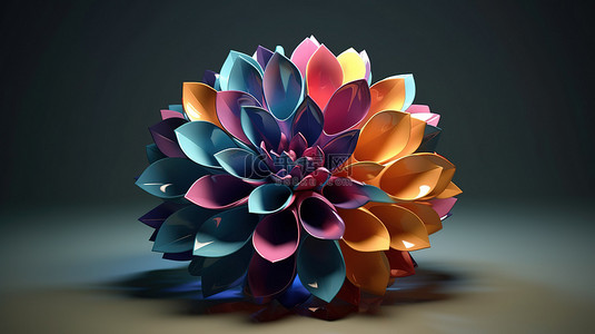 3d 中的花形抽象颜色渲染