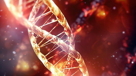 DNA 螺旋的 3D 插图医学遗传生物技术和化学生物学的融合