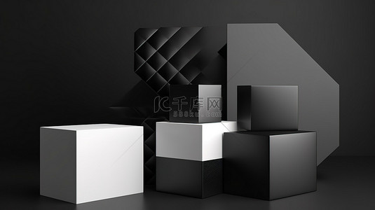 高级盒子样机背景图片_带有高级 3d 几何渲染的盒子模型
