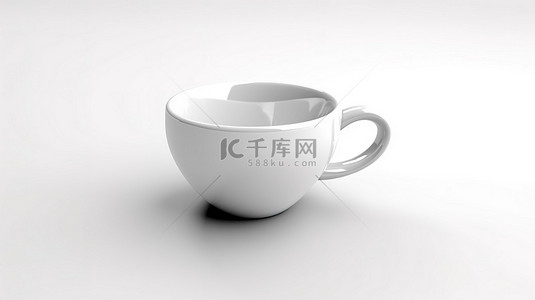 陶瓷马克背景图片_3d 渲染白色背景与空咖啡杯