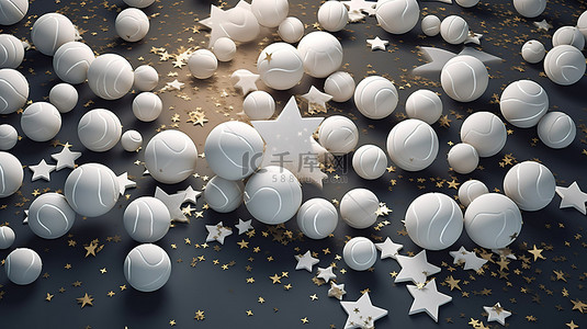 丰富的三星级白色乒乓球 3D 乒乓球海报概念
