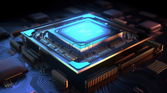 使用 3D 渲染的 CPU 芯片组电路概念化 5G