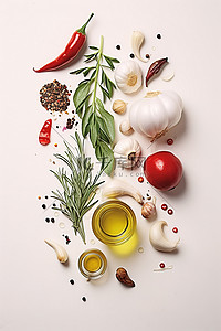 蔬菜成分，含橄榄油干橄榄大蒜和香草