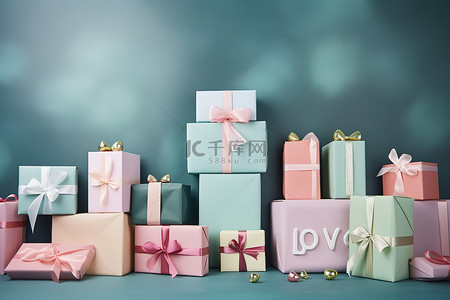 礼品包装纸背景图片_一堆表达爱意的礼品包装纸和盒子