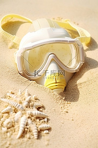 一个戴着潜水面罩的瑞典人在沙子里