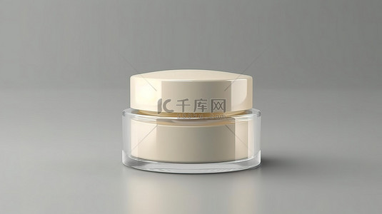 高品质 3D 渲染化妆品霜罐样机设计，具有前标签隔离功能
