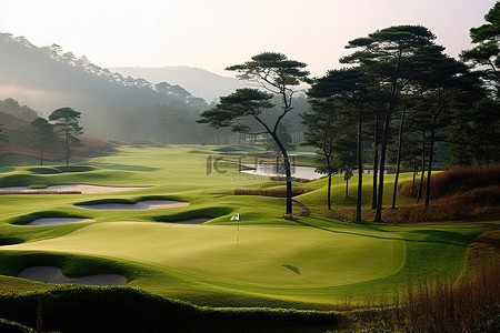 素描天安门背景图片_台湾康山高尔夫俱乐部 4 号发球台 1 天