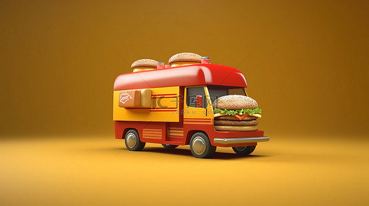 3d 渲染的汉堡交付概念