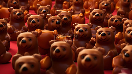 节日2背景图片_动画背景中的 3D 渲染节日巧克力熊