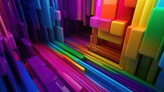 明亮科技背景图片_明亮多彩的 3D 渲染中的现代抽象壁纸
