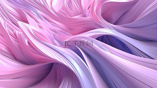 柔和的粉红色和淡紫色纹理的分形线的 3D 渲染