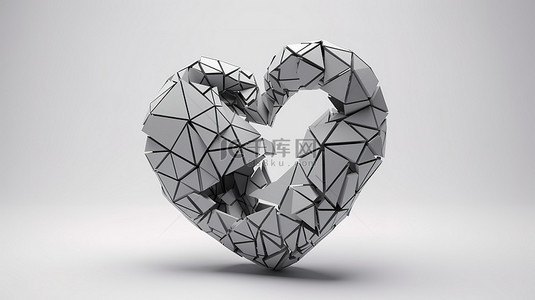 破碎的心离婚符号的线性轮廓图标 3d 在白色背景上渲染