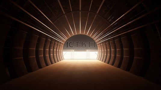 3d 渲染的竞技场隧道中的美式足球场