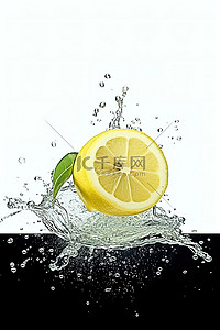 水中柠檬背景图片_柠檬在水中溅入水中