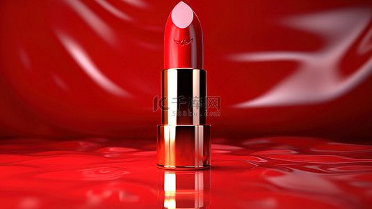 吻唇背景图片_大胆的红色唇膏的 3d 渲染